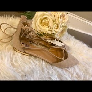 Lace Up Faux Suede Flats